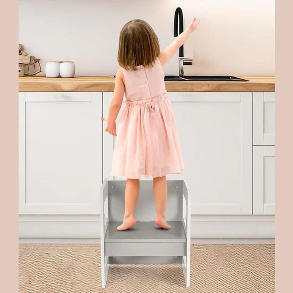 Kinder Home Multifunkcionalni dječiji sto i stolica Montessori, Bijeli/Sivi slika 16