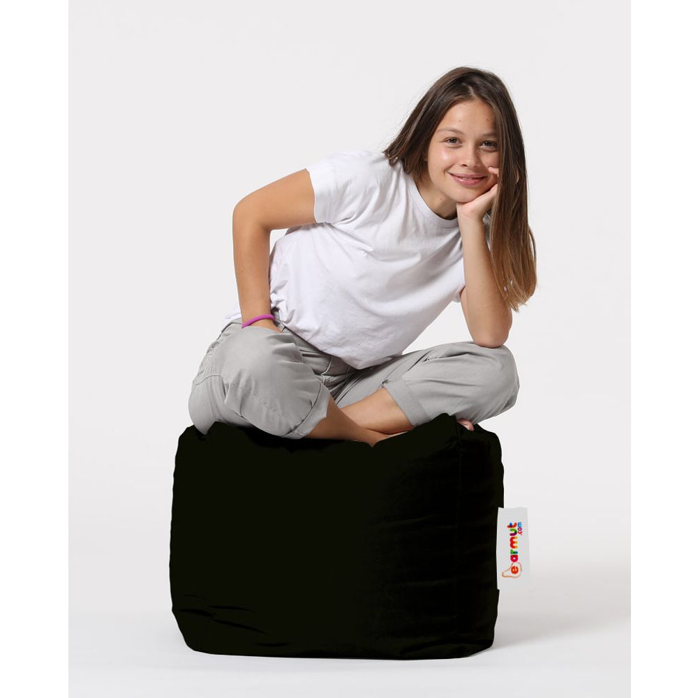Crni kvadratni pouf za vrt - Vodootporan slika 1