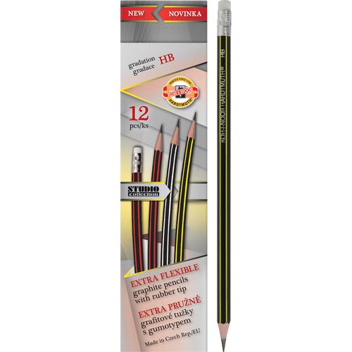 Grafitna olovka HB KOH-I-NOOR s gumicom 1397 EXTRA FLEXIBLE, pakiranje 12/1 slika 1