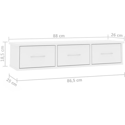 Zidna polica s ladicama sjajna bijela 88x26x18,5 cm od iverice slika 25