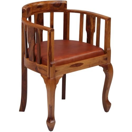 Blagovaonske stolice od prave kože i masivnog drva šišama 2 kom slika 2