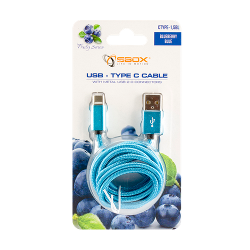 SBOX kabel USB->TYPE C M/M 1,5M Fruity plavi slika 4