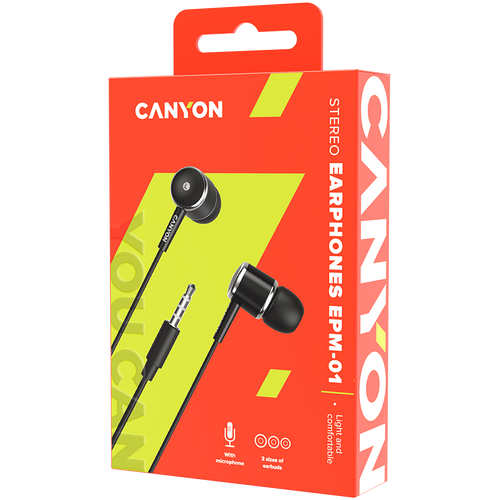 CANYON Stereo Slušalice s Mikrofonom, Crne slika 3