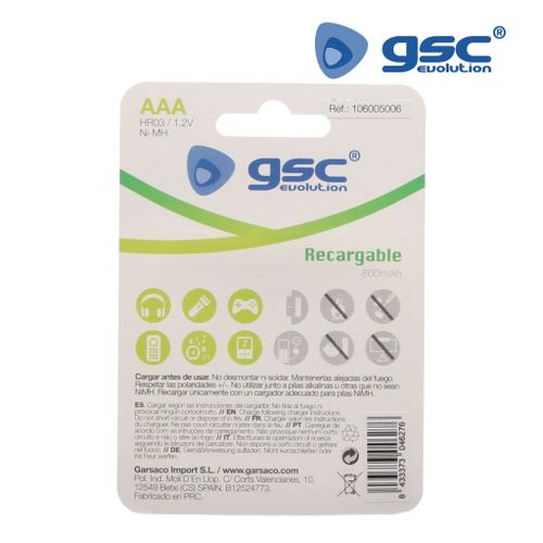 GSC PUNJIVA Baterija HR03 BLISTER AAA 1,2V 800mAh slika 1