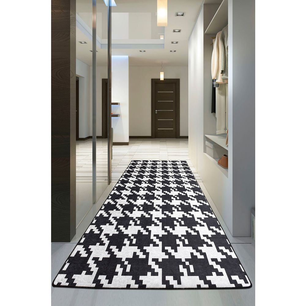 Kazayağı Djt Crno-Bijeli Tepih za Hall (80 x 200 cm) slika 1