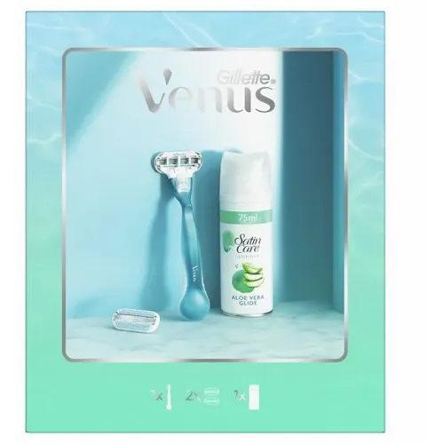  Gillette Giftset Venus Smooth brijač sa dve dopune i gel za brijanje Satin Care 75ml slika 1