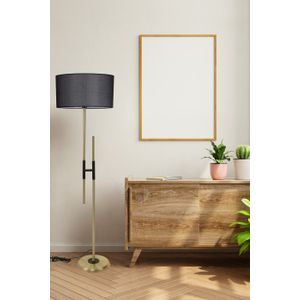 Felix Eskitme Lambader Silindir Hasır Siyah Abajurlu Black Floor Lamp