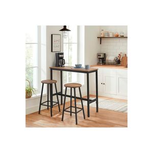 Mola Set 100 - Barok Black Black Bar Table & Stool Set (3 Pieces)