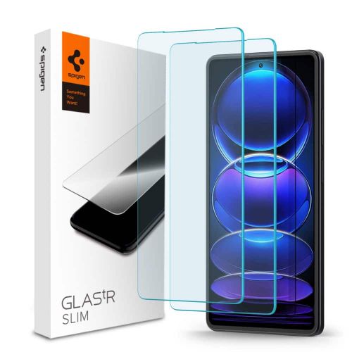 KALJENO STAKLO SPIGEN GLAS.TR SLIM 2-kom ZA XIAOMI REDMI NOTE 12 PRO 5G / 12 PRO+ PLUS 5G / POCO X5 PRO 5G CLEAR slika 1