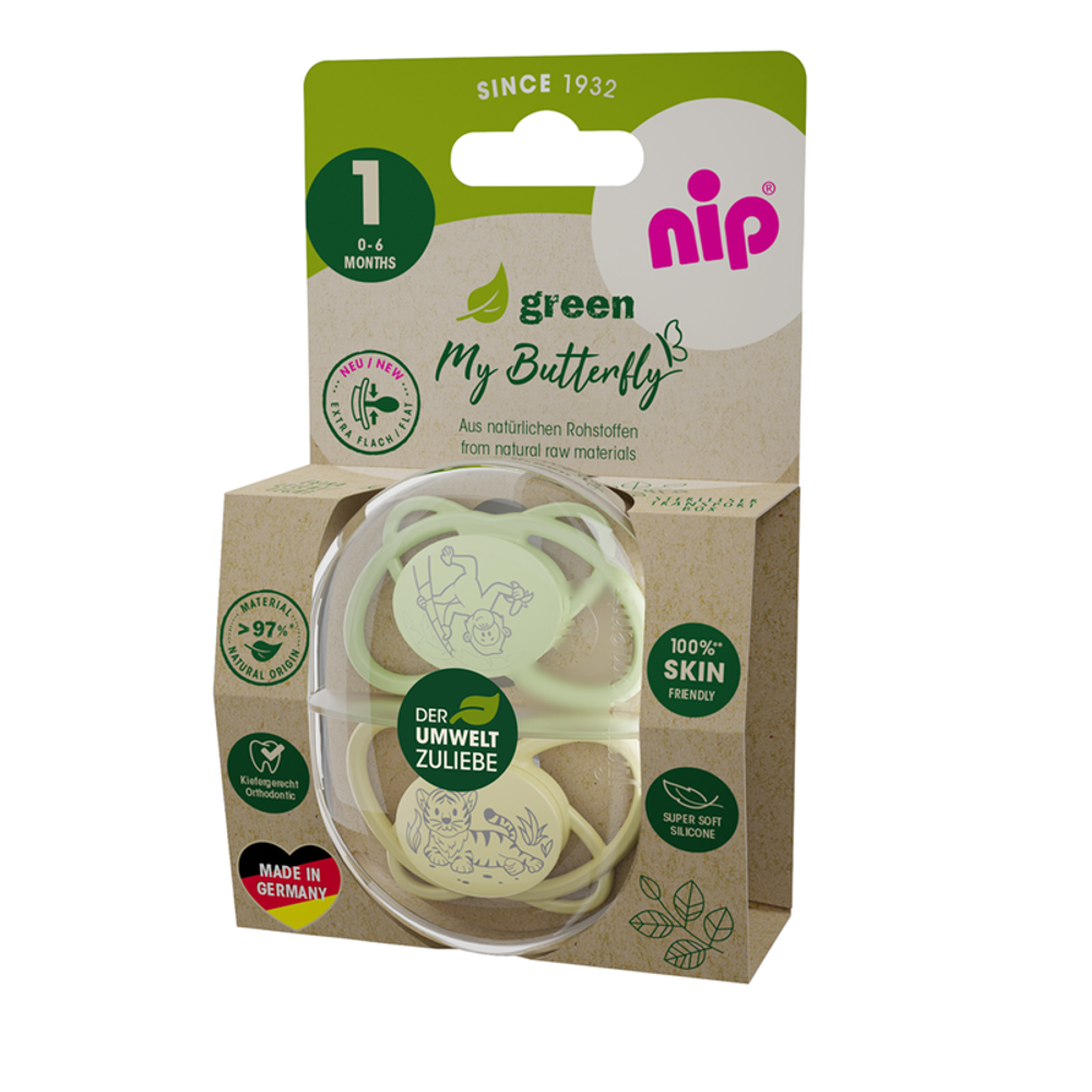 nip® Duda varalica My Butterfly Green 0-6mj (veličina 1) - Silikon, 2kom Zelena slika 4