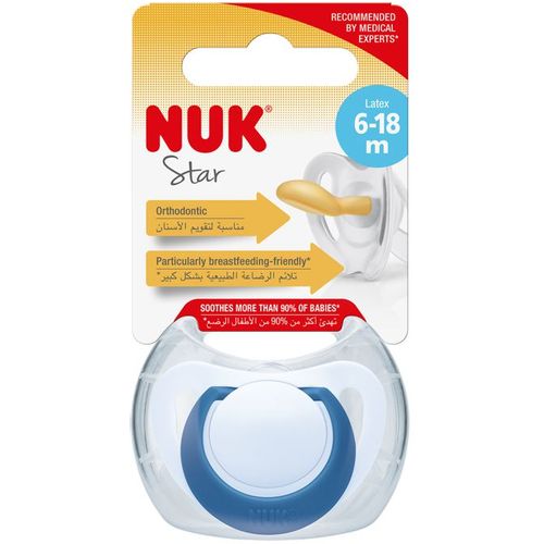 NUK Ortodontska duda varalica Star Latex 6-18mj, Blue slika 2