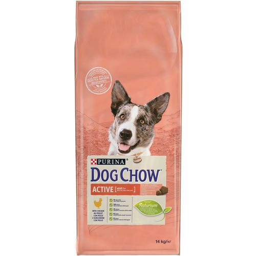 DOG CHOW Adult Active Piletina, potpuna hrana za kućne ljubimce, za odrasle pse, 14 kg slika 1