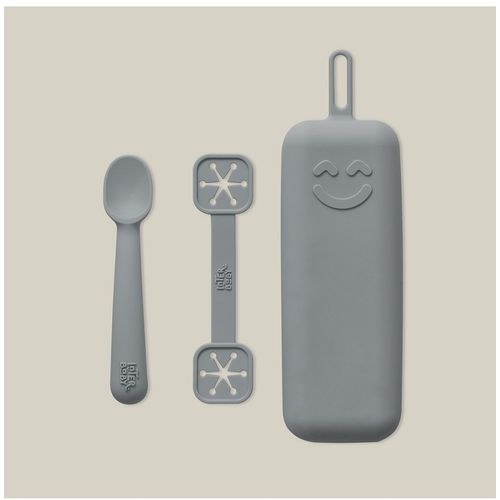 Interbaby set silikonskog pribora za jelo Petrol Grey slika 1