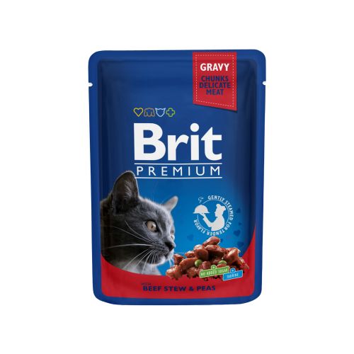 Brit Premium Cat Adult s govedinom i graškom u umaku, 100 g slika 1