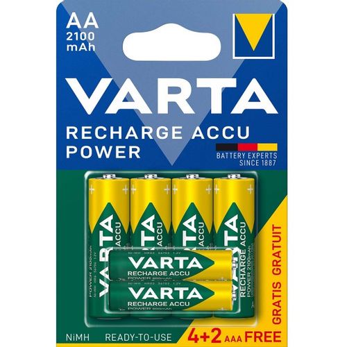 VARTA-567R2USO set od 6 PUNJIVE NiMH baterije 4xAA 2100mAh + 2xAAA 800mAh, Ready2use, cena po 1 kom. slika 1
