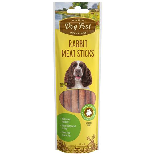 Dog Fest Rabbit Meat Sticks, poslastica za pse, mesni štapići s kunićevinom, 45 g slika 1