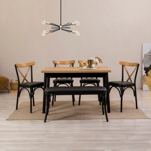 Woody Fashion Set stolova i stolica (6 komada), Crno, OLV-SA-TK18