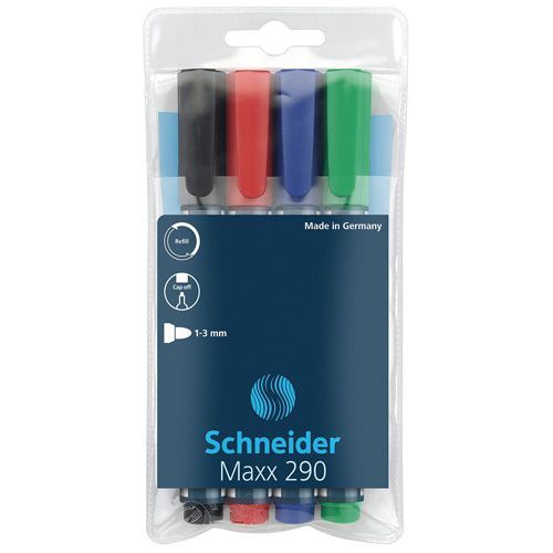 Flomaster Schneider, marker za bijelu ploču, Maxx 290, 1-3 mm, set od 4 boje, PVC etui slika 2