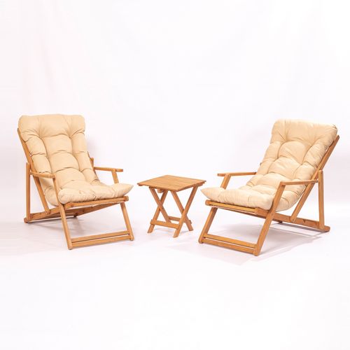 BMG Set vrtnih stolova i stolica (3 komada), smeđa krema boja, MY007 slika 1