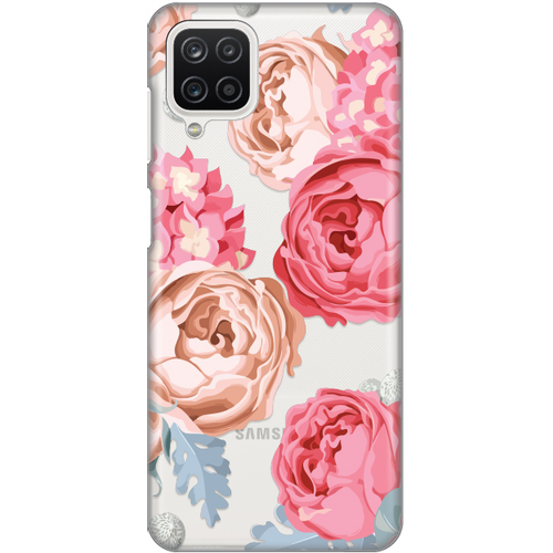 Torbica Silikonska Print Skin za Samsung A125F Galaxy A12 Pink Flower slika 1