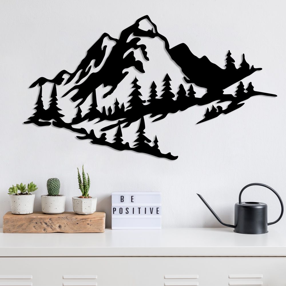 Dekorativni Metalni Zidni Ukras 'Mountain 2 Black' slika 1