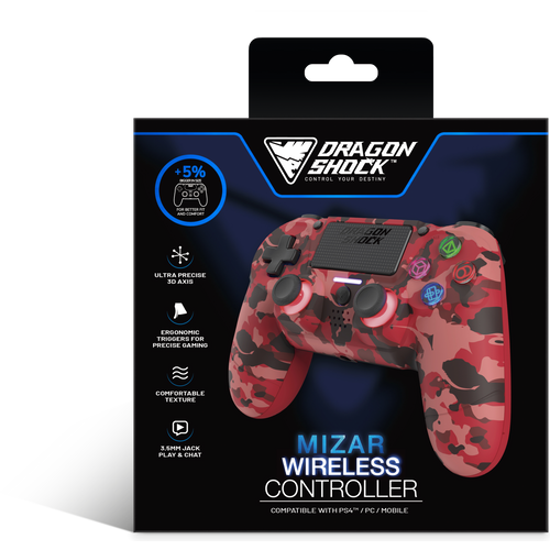 DRAGONSHOCK MIZAR WIRELESS CONTROLLER RED CAMO PS4, PC, MOBILE slika 4