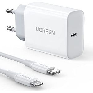 Kućni punjač UGREEN, 20W, PD Fast Charger + USB-C na Lightnin, bijeli, 1m