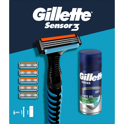 Gillette Sensor 3 + 6 dopuna + Series gel 75ml gifting paket slika 2