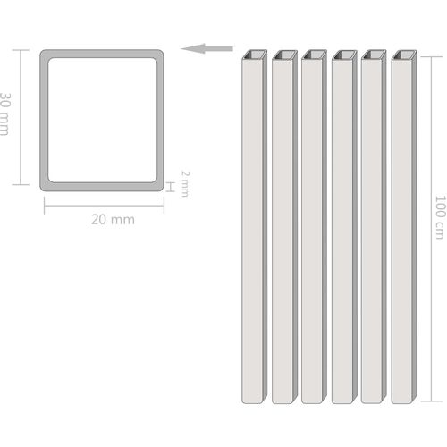 Cijevi od konstrukcijskog čelika 6 kom pravokutne 1 m 30x20x2mm slika 3