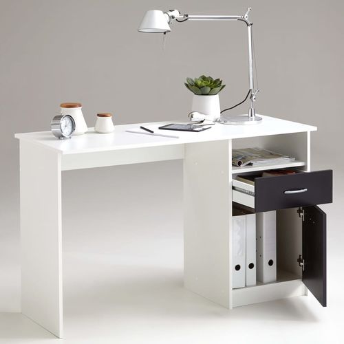 FMD radni stol s 1 ladicom 123 x 50 x 76,5 cm bijelo-crni slika 8
