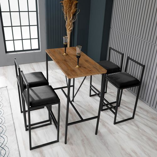 Woody Fashion Barski stol i set stolica (5 komada), Nordic - Black slika 2