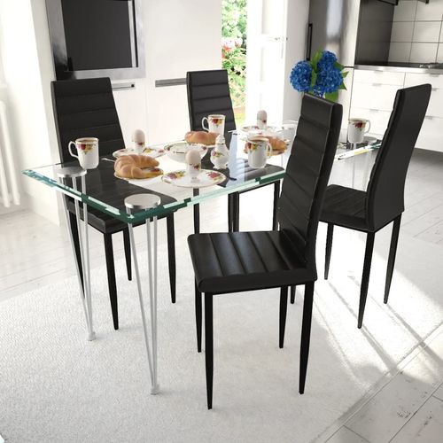 Komplet za ručak - Linijske stolice crne tanke 4 kom + stakleni stol slika 48