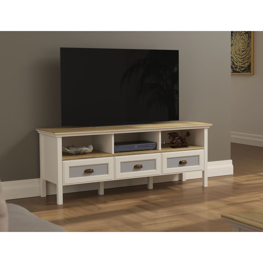 TV Stalak FRN-21030 u Bojama Krem, Hrast i Sivi slika 1