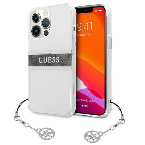 Maska Guess 4G Stripe Charm za iPhone 13 Pro 6.1 siva (GUHCP13LKB4GGR) slika 1