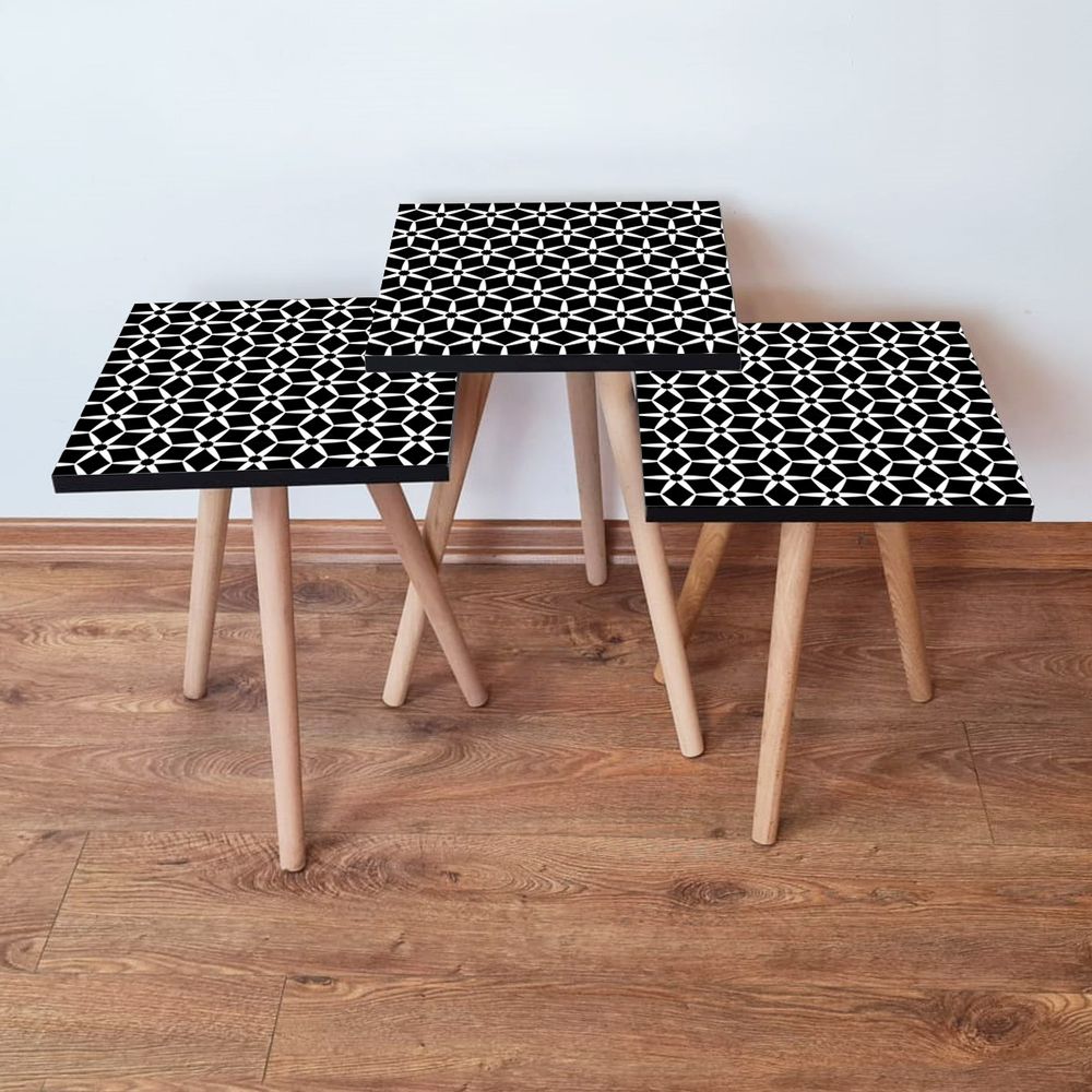 Set Nesting Stolova (3 Komada) 3Shp395 - Boje: Bijela, Bijela/Crna slika 1