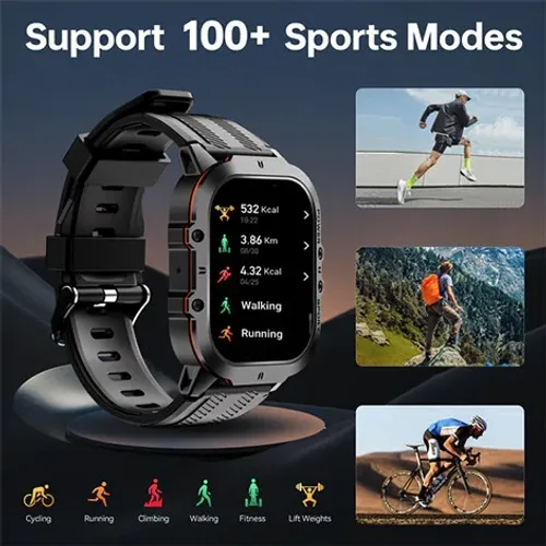 Oukitel BT20 Smart Watch Sport Rugged 350mAh/Heart rate/SpO2/Accelerometer/crno narandasti slika 6