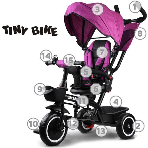 Dječji tricikl 3u1 Tiny Bike rozi slika 4