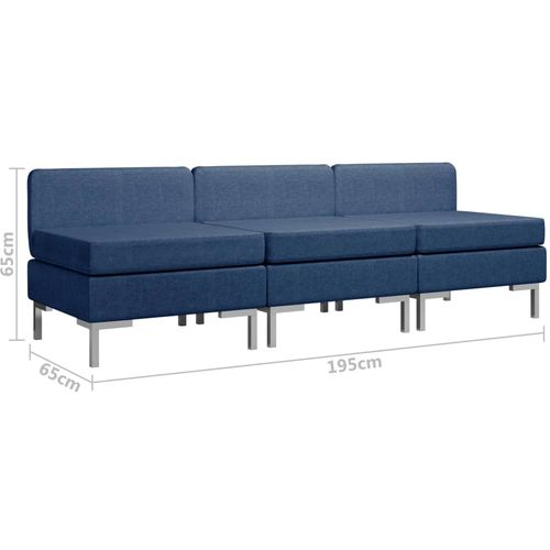 Modularne srednje sofe s jastucima 3 kom od tkanine plave slika 16
