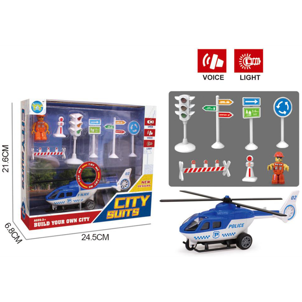 Mko031421 Helikopter za Povlačenje sa Svijetlom, Glazbom i Prometnim Znakovima 25x22cm slika 1