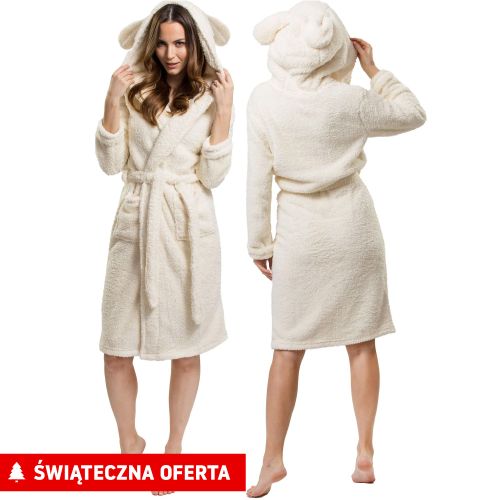 Ženski kućni ogrtač TEDDY ECRU L/XL slika 9