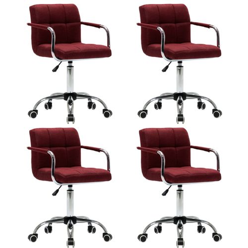 Okretne blagovaonske stolice od tkanine 4 kom crvena boja vina slika 2