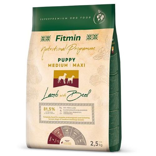 Fitmin Dog Nutritional Programme Puppy Medium / Maxi Jagnjetina sa Govedinom 2,5kg slika 1