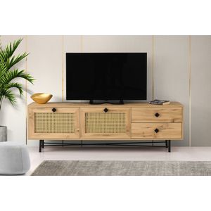 Hapsiyas 180 Oak Black TV Stand