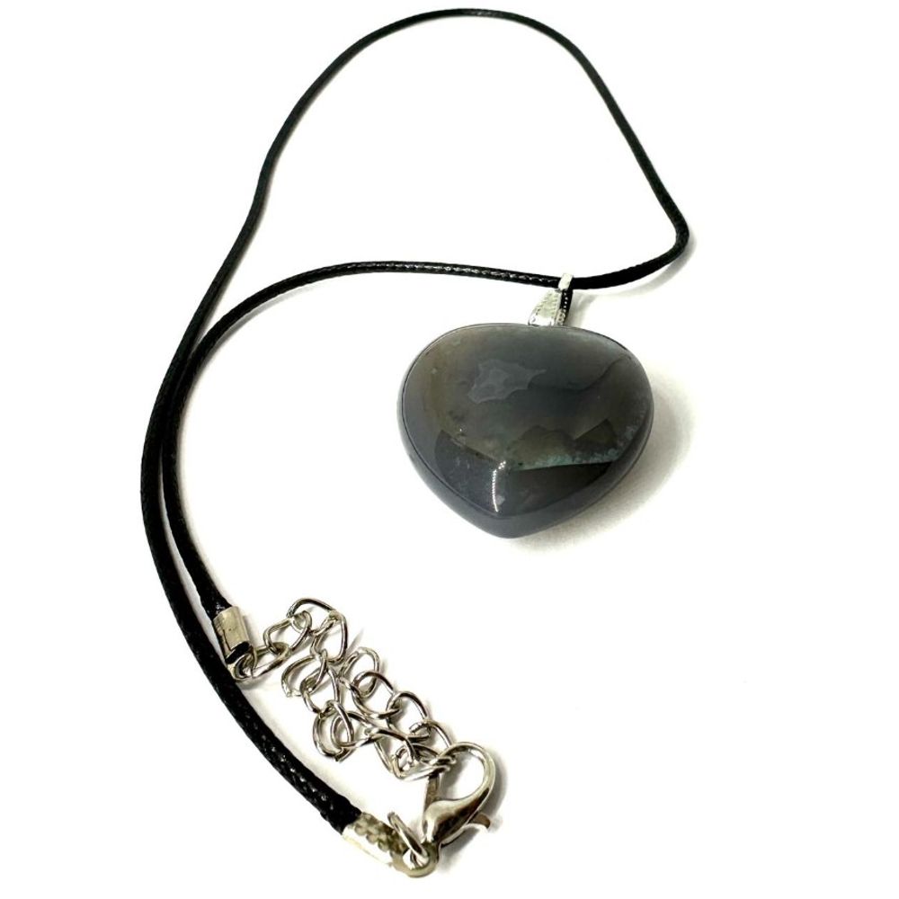 Poludrago kamenje Ogrlica Heart - Grey Agate slika 1