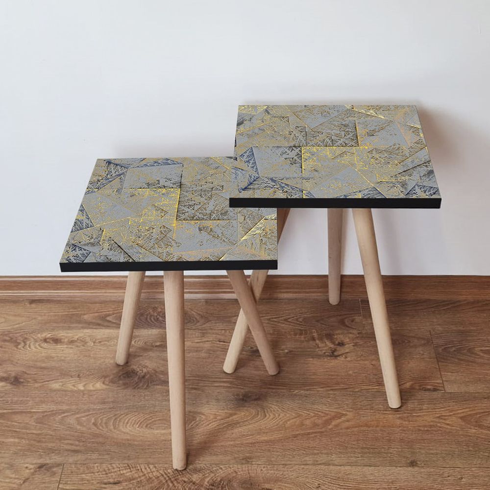 Nesting stolovi 2Shp225 - (2 komada) - boje: siva, bež, žuta slika 1