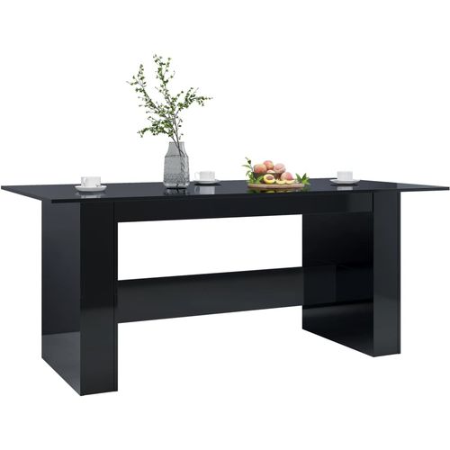 Blagovaonski stol visoki sjaj crni 180 x 90 x 76 cm od iverice slika 38