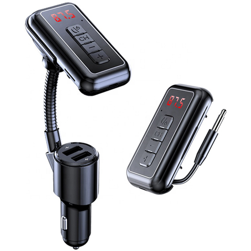 FM transmiter Y4 USB TF Bluetooth 5.0, call ID, modlularni, handsfree crni slika 1