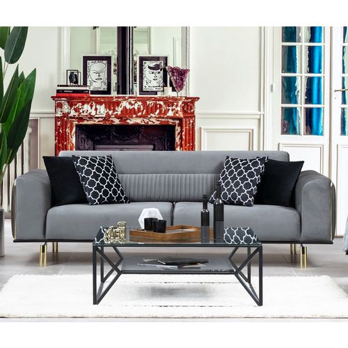 Atelier Del Sofa London - Grey Grey 3-Seat Sofa-Bed slika 1