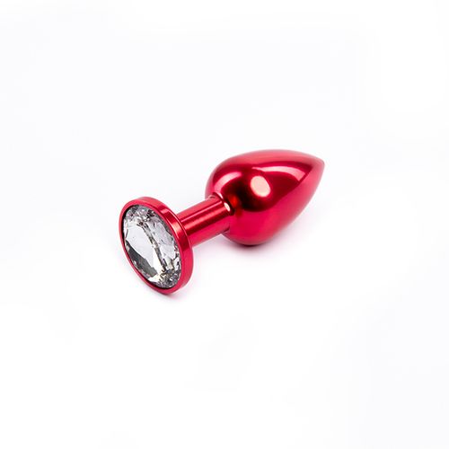 Mali crveni metalni analni dildo sa dijamantom slika 1