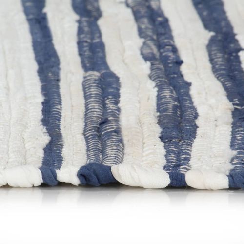 Ručno tkani tepih Chindi od pamuka 160 x 230 cm plavo-bijeli slika 15